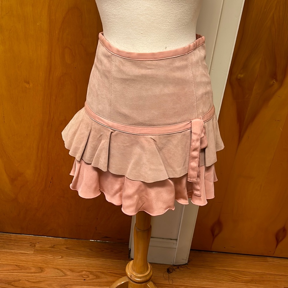 My Tribe size 2 suede and silk mini skirt
